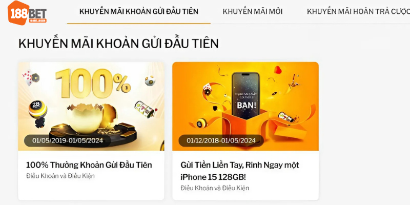 Điểm danh top khuyến mãi hot được triển khai tại hệ thống 188BET